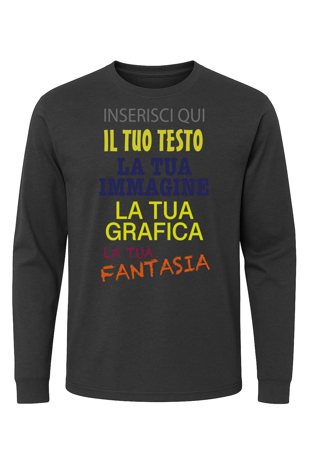 T-shirt manica lunga personalizzabile uomo donna  100% cotone  stampa digitale con testo, logo o immagine  idea regalo originale  maglia su misura Made in Italy