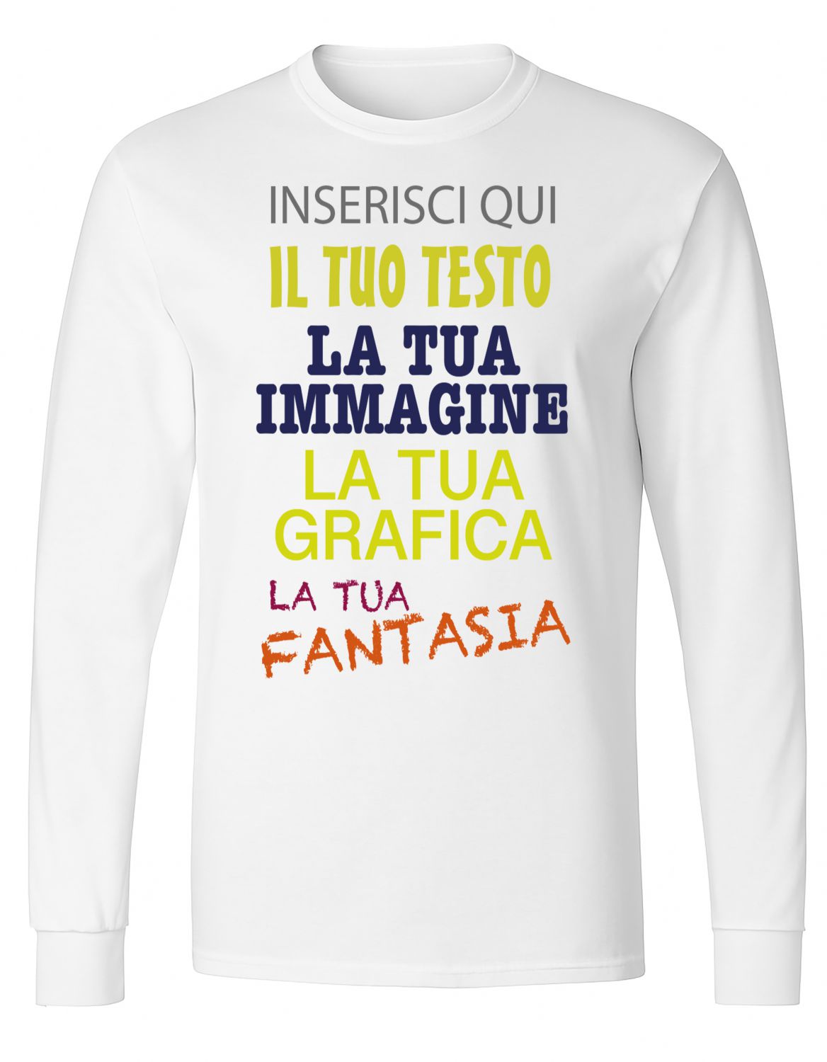 T-shirt manica lunga personalizzabile uomo donna  100% cotone  stampa digitale con testo, logo o immagine  idea regalo originale  maglia su misura Made in Italy