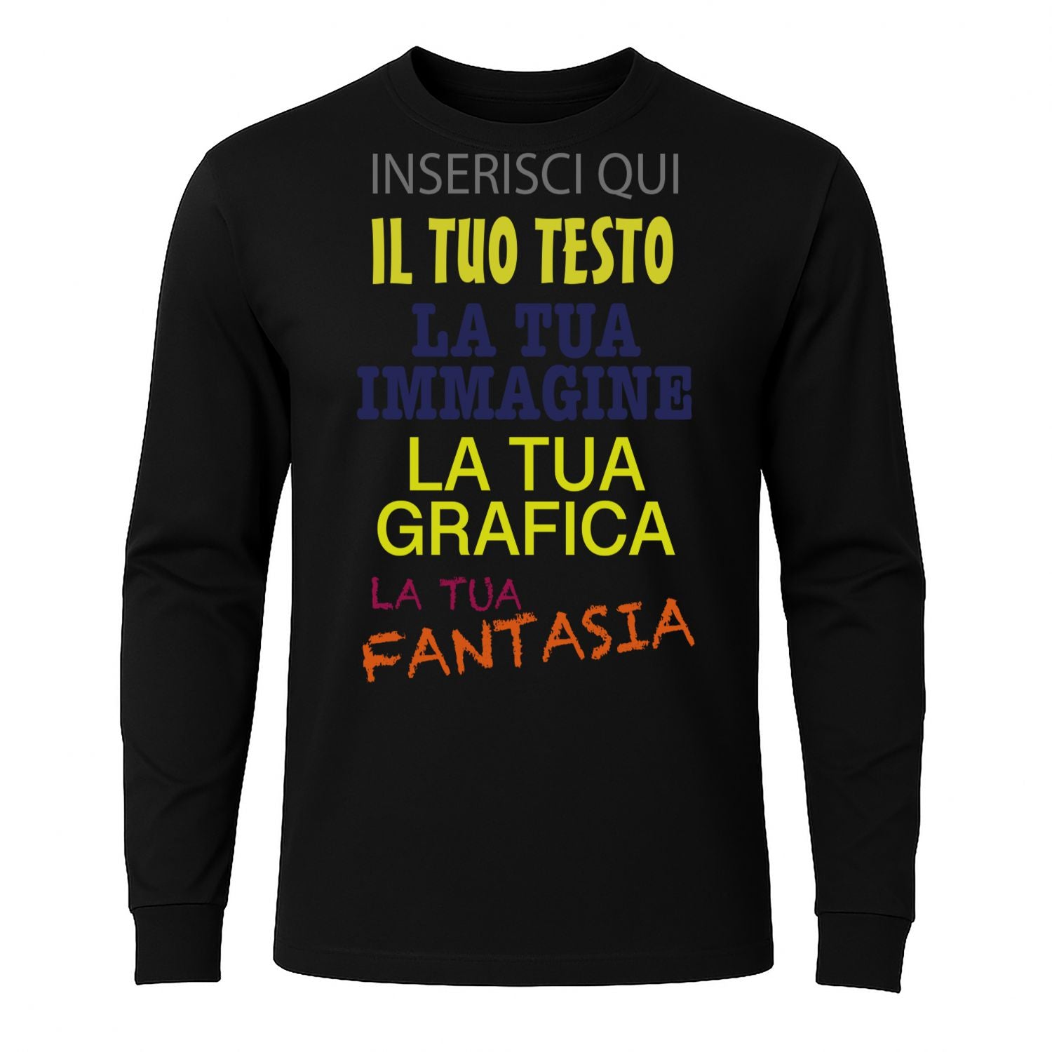 T-shirt manica lunga personalizzabile uomo donna  100% cotone  stampa digitale con testo, logo o immagine  idea regalo originale  maglia su misura Made in Italy