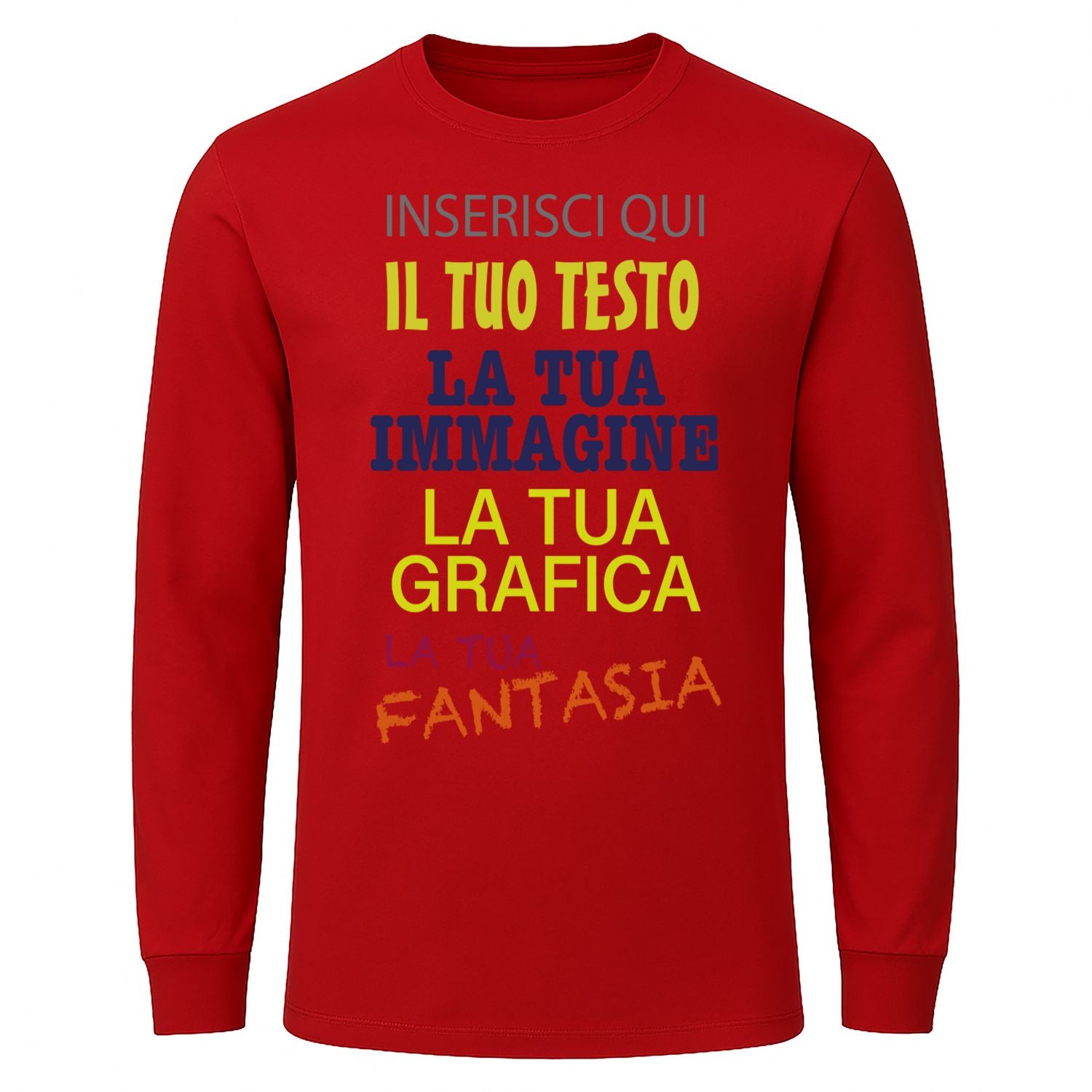 T-shirt manica lunga personalizzabile uomo donna  100% cotone  stampa digitale con testo, logo o immagine  idea regalo originale  maglia su misura Made in Italy
