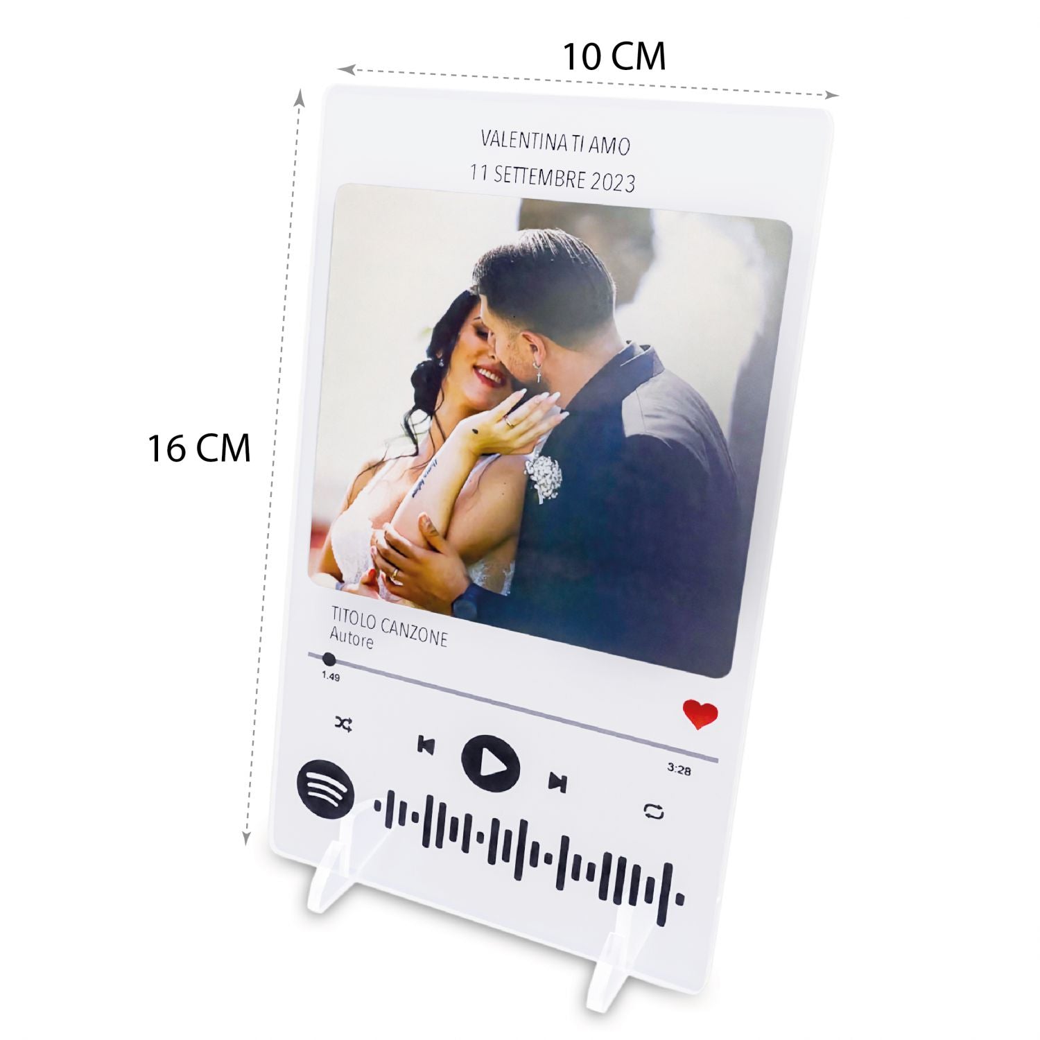 Targa Spotify personalizzata - targa musica personalizzata con foto e scritte - link diretto alla canzone tramite app - plexiglass 3mm - 100% made in italy