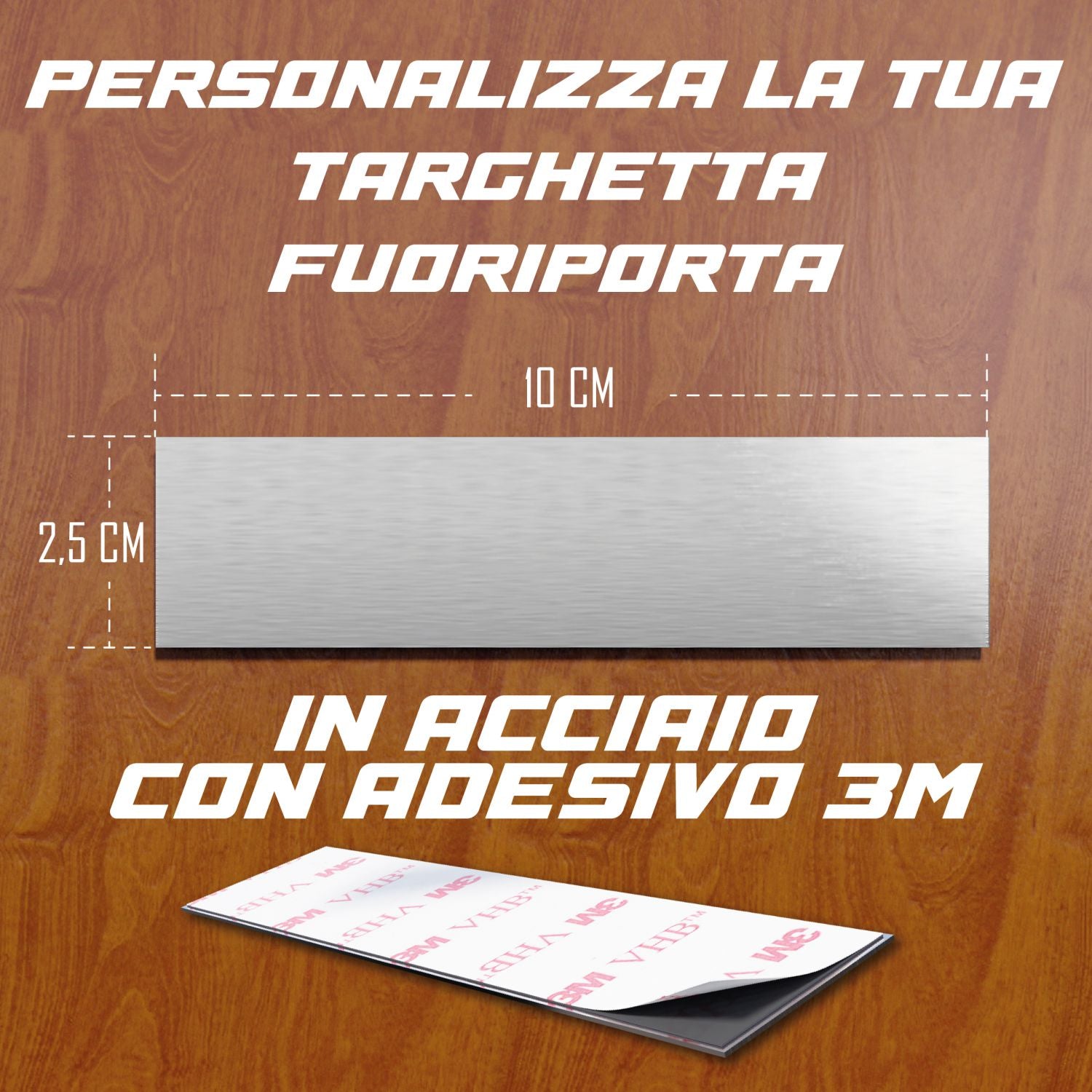 Targhetta personalizzata - targhetta incisa personalizzata autoadesiva - targhetta 10 x 2,5 cm ideale per fuoriporta e cassetta delle lettere personalizzabile