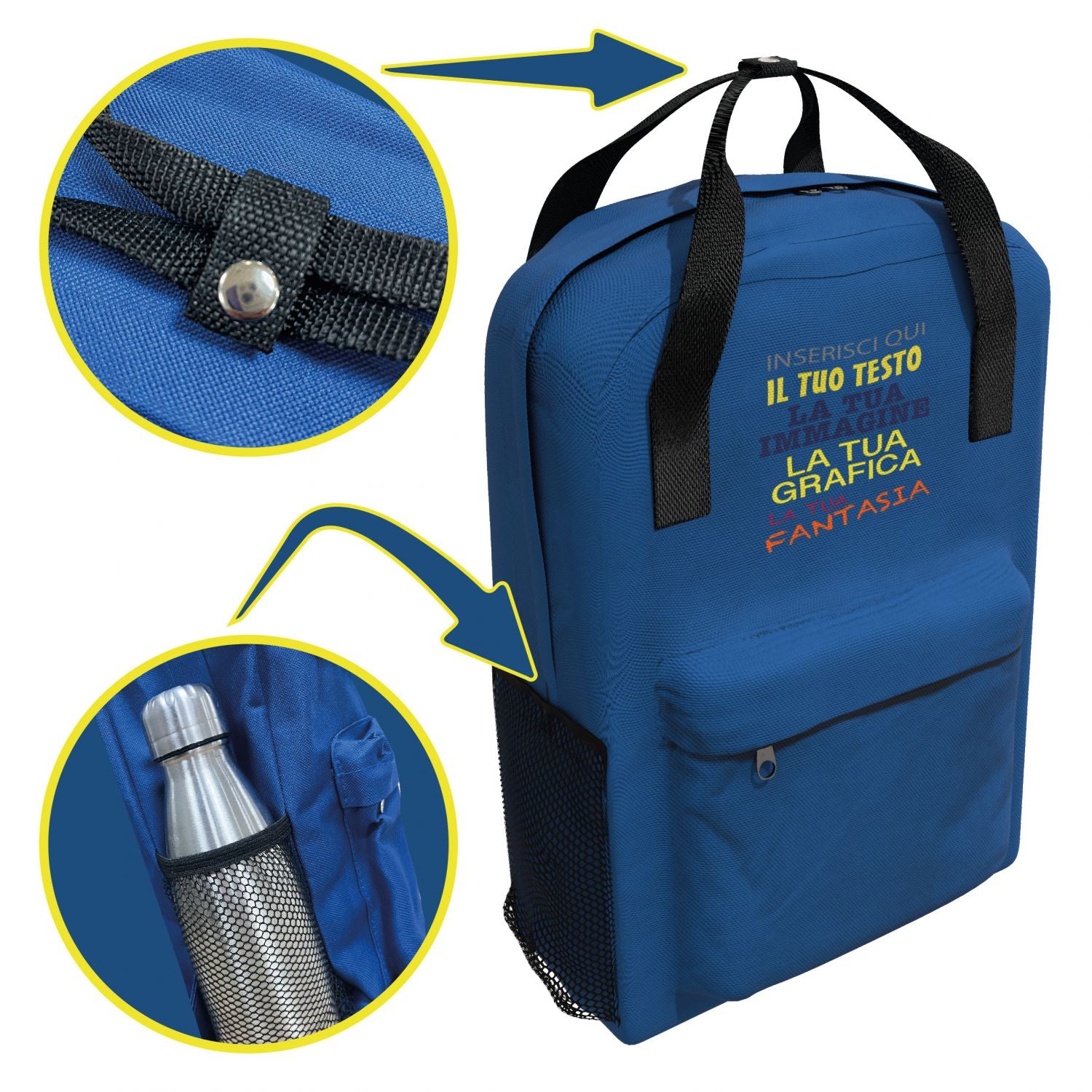 Zaino personalizzato - Personalizza Ora con testi , loghi e 0 immagini - ideale per regalo-uso quotidiano e scolastico