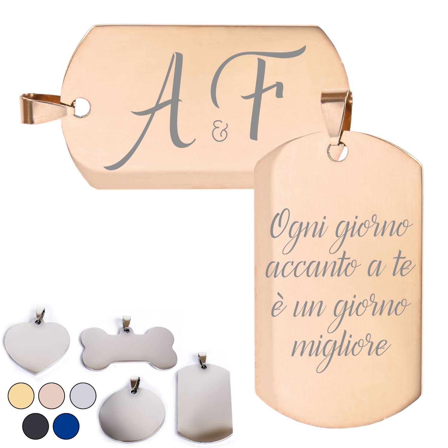 Targhetta personalizzata - incisione laser - ciondolo personalizzato - portachiavi personalizzato - Medagliette per Cani e Gatti Personalizzate - Pendente con Testo, ideale come regalo Made in Italy