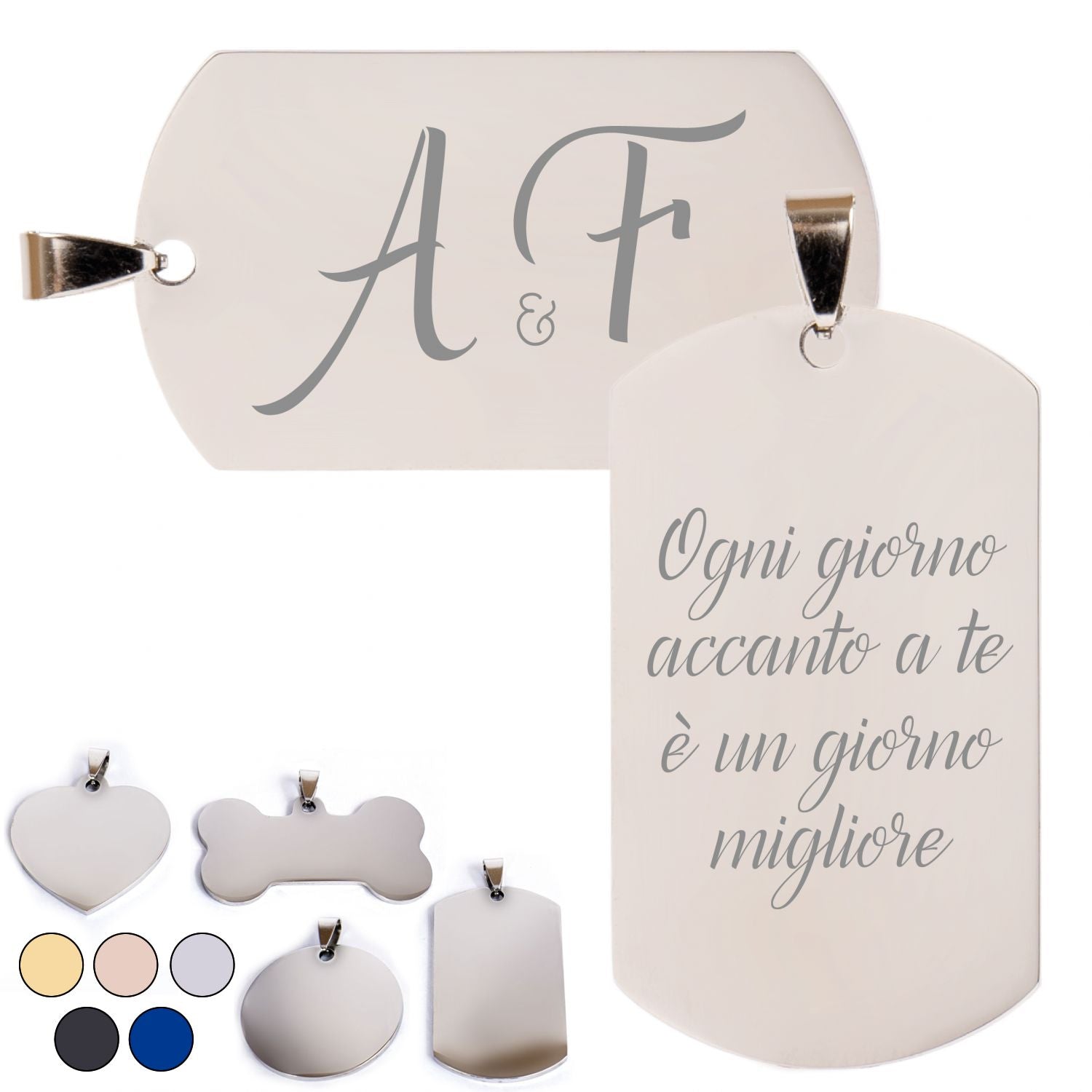 Targhetta personalizzata - incisione laser - ciondolo personalizzato - portachiavi personalizzato - Medagliette per Cani e Gatti Personalizzate - Pendente con Testo, ideale come regalo Made in Italy