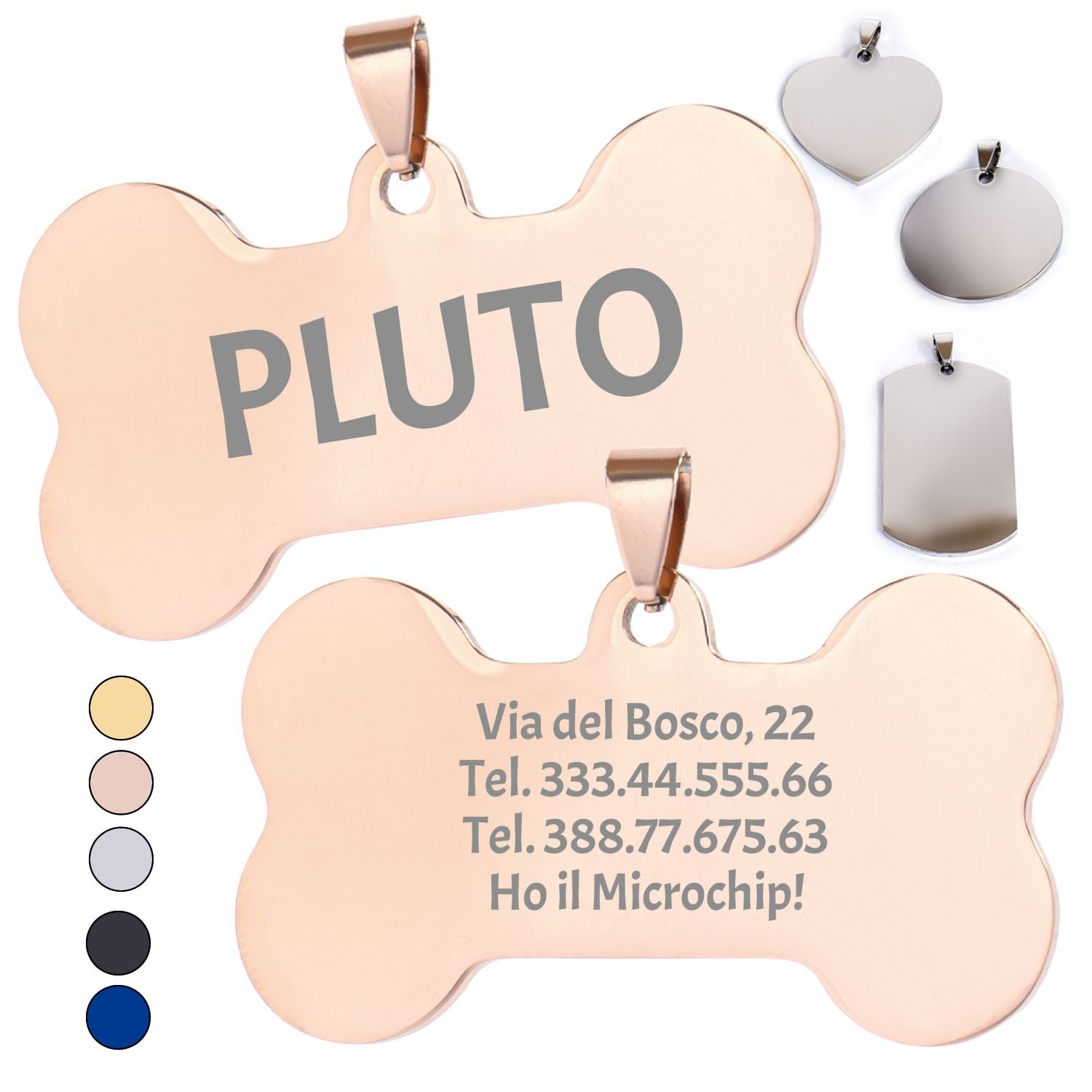 Targhetta personalizzata - incisione laser - ciondolo personalizzato - portachiavi personalizzato - Medagliette per Cani e Gatti Personalizzate - Pendente con Testo, ideale come regalo Made in Italy