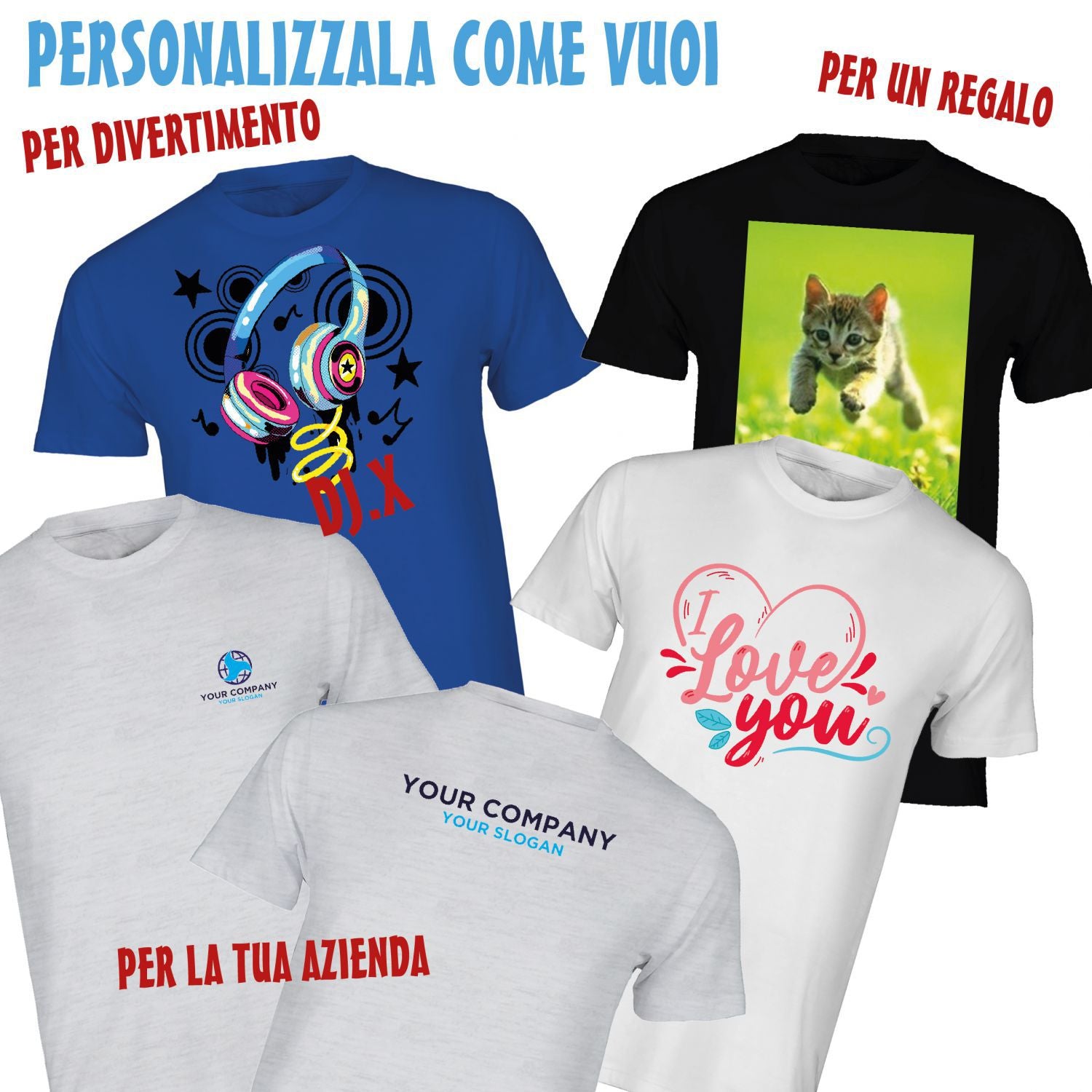 T-shirt cotone personalizzabile Bambino - Bambina con stampa personalizzata su richiesta 100% made in italy